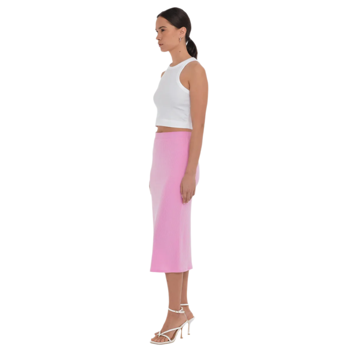 Paper Label Fleur Rib Skirt — Fondant Pink - Public Mercantile