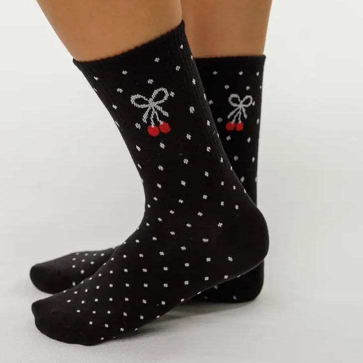 Polka Dot Cherry Socks - Public Mercantile