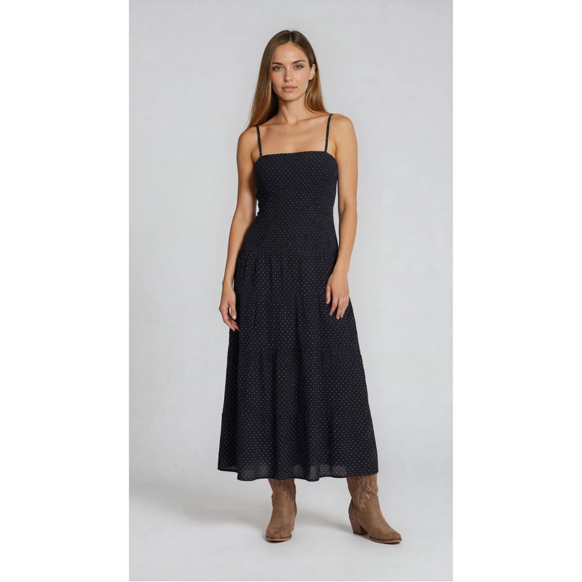 Loralee Polkadot Maxi Dress — Black - Public Mercantile