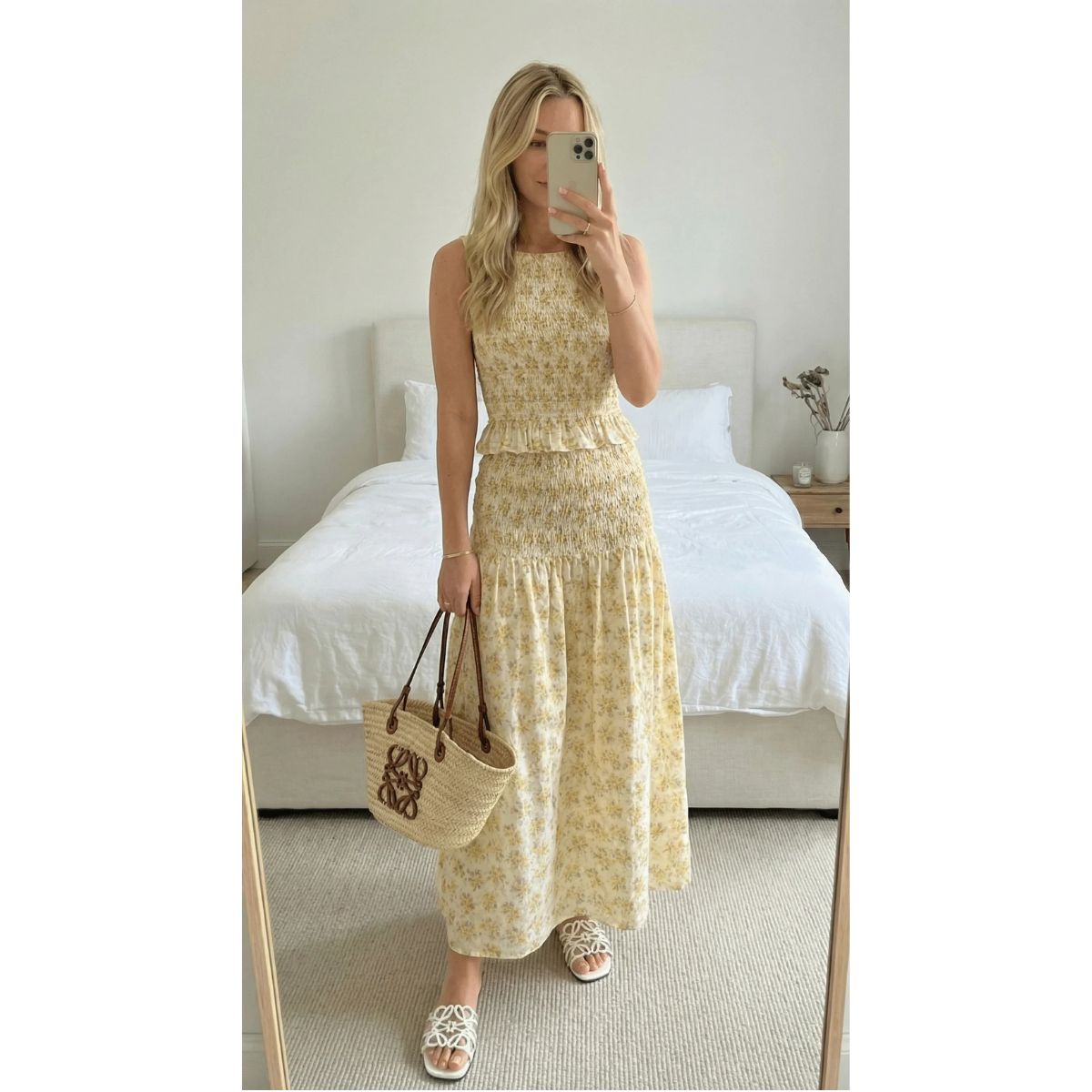 Pimisi Ruched Cotton Skirt Set — Yellow Floral - Public Mercantile