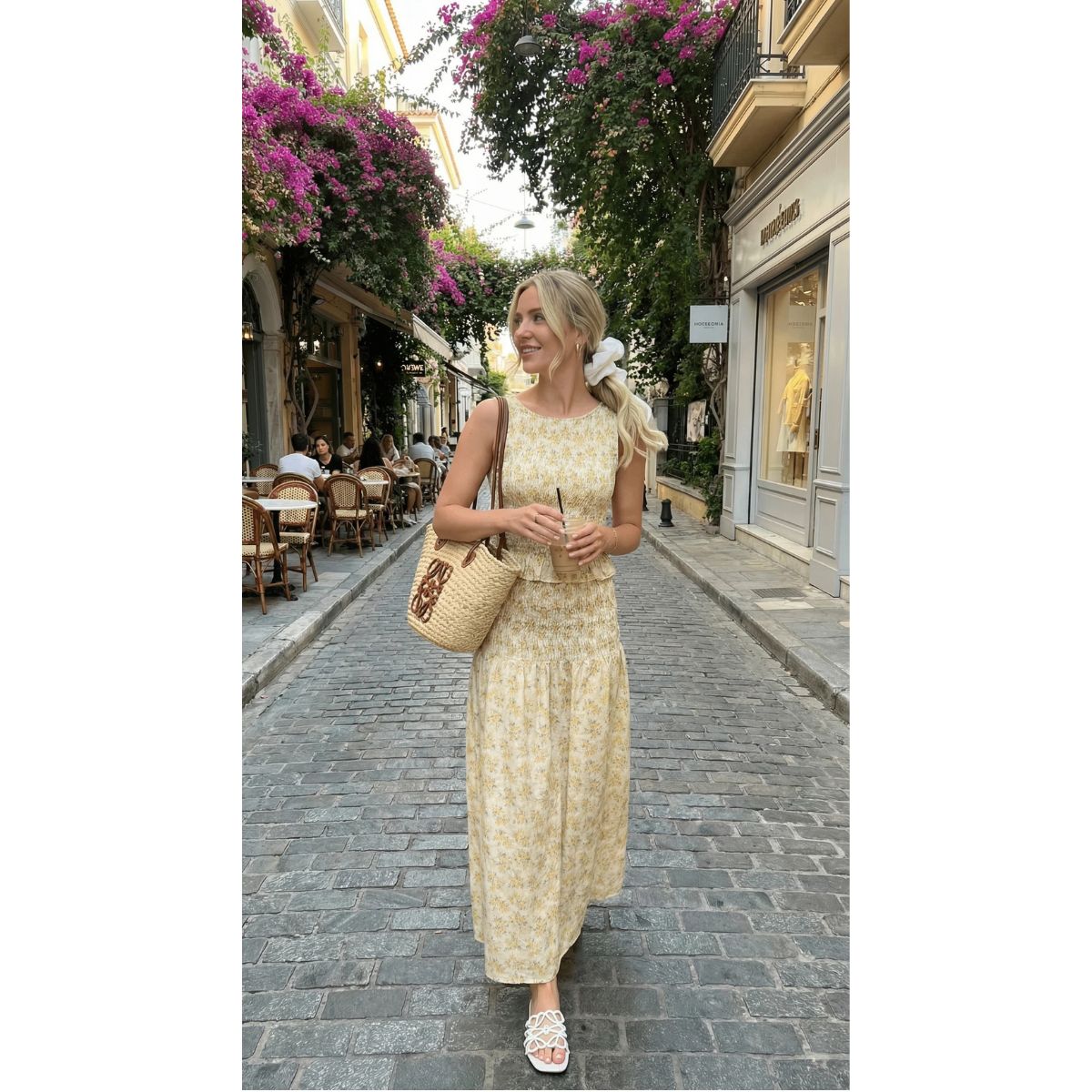 Pimisi Ruched Cotton Skirt Set — Yellow Floral - Public Mercantile