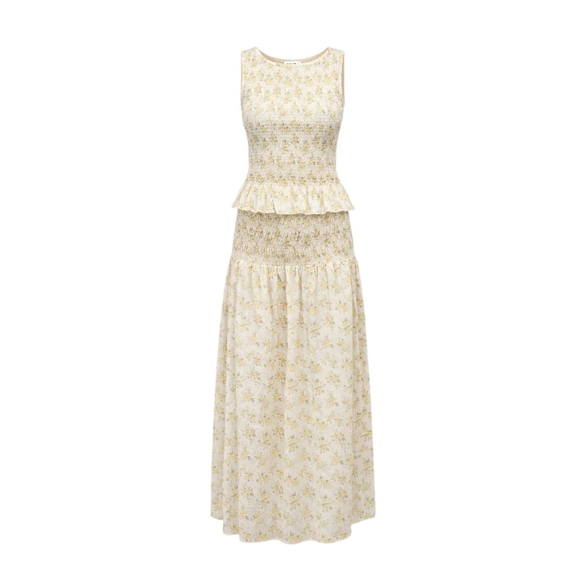 Pimisi Ruched Cotton Skirt Set — Yellow Floral - Public Mercantile