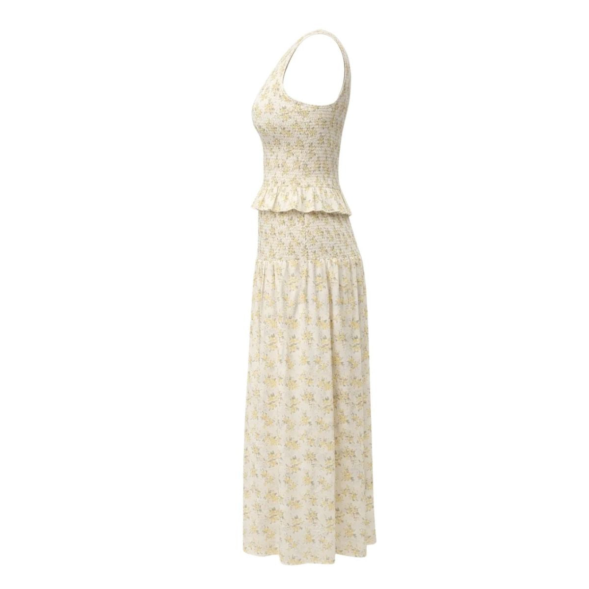 Pimisi Ruched Cotton Skirt Set — Yellow Floral - Public Mercantile