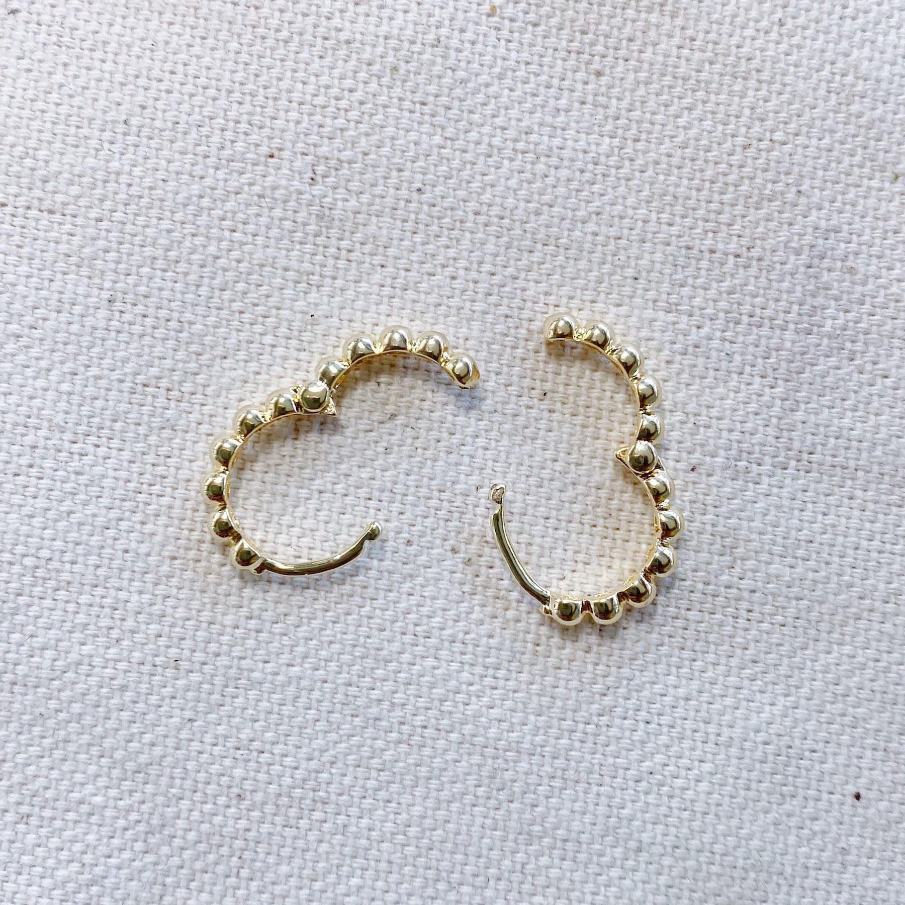 18k Gold Filled Beaded Clasp Hoop Earrings — Public Jewellery