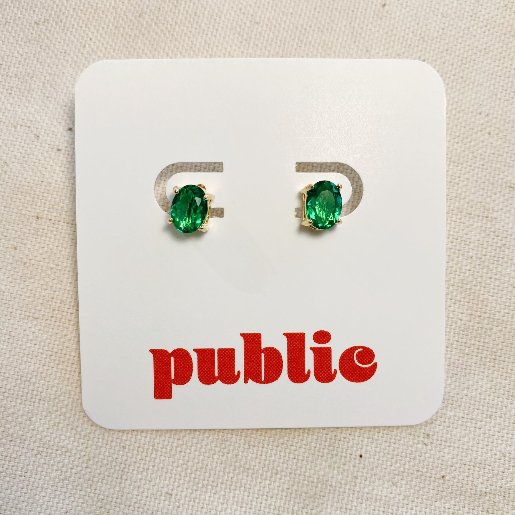 18k Gold Filled Emerald Stud Earrings — Public Jewellery