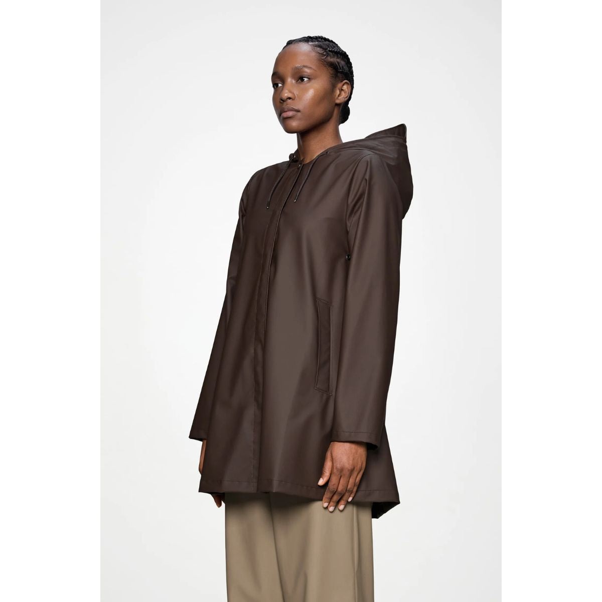 Rains A-Line W Jacket W3 — Bark - Public Mercantile