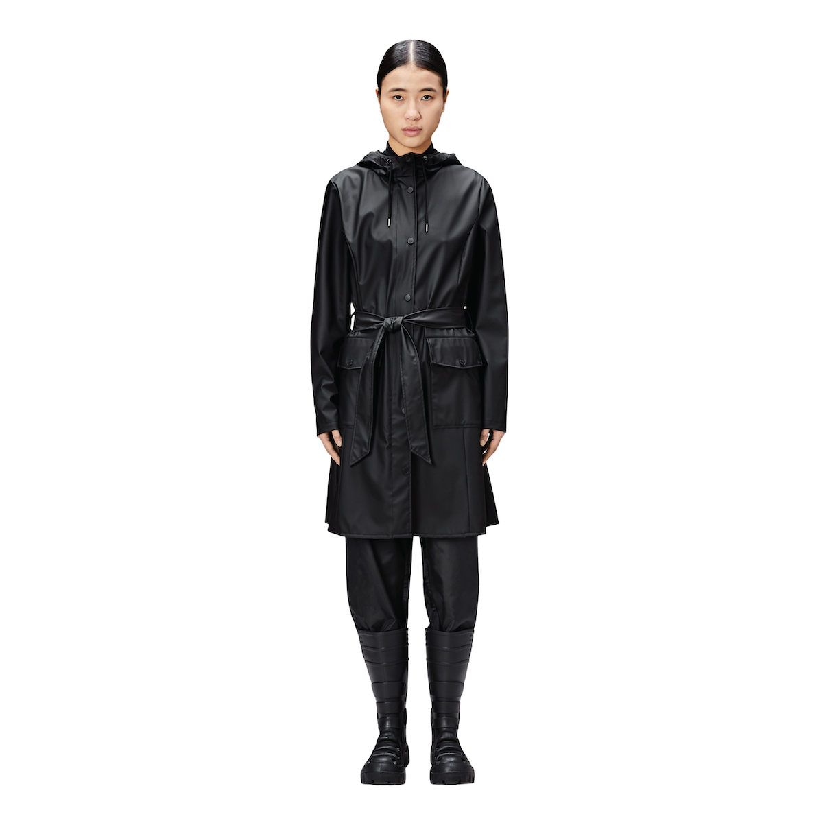 Rains W3 Curve Rain Jacket — Black - Public Mercantile