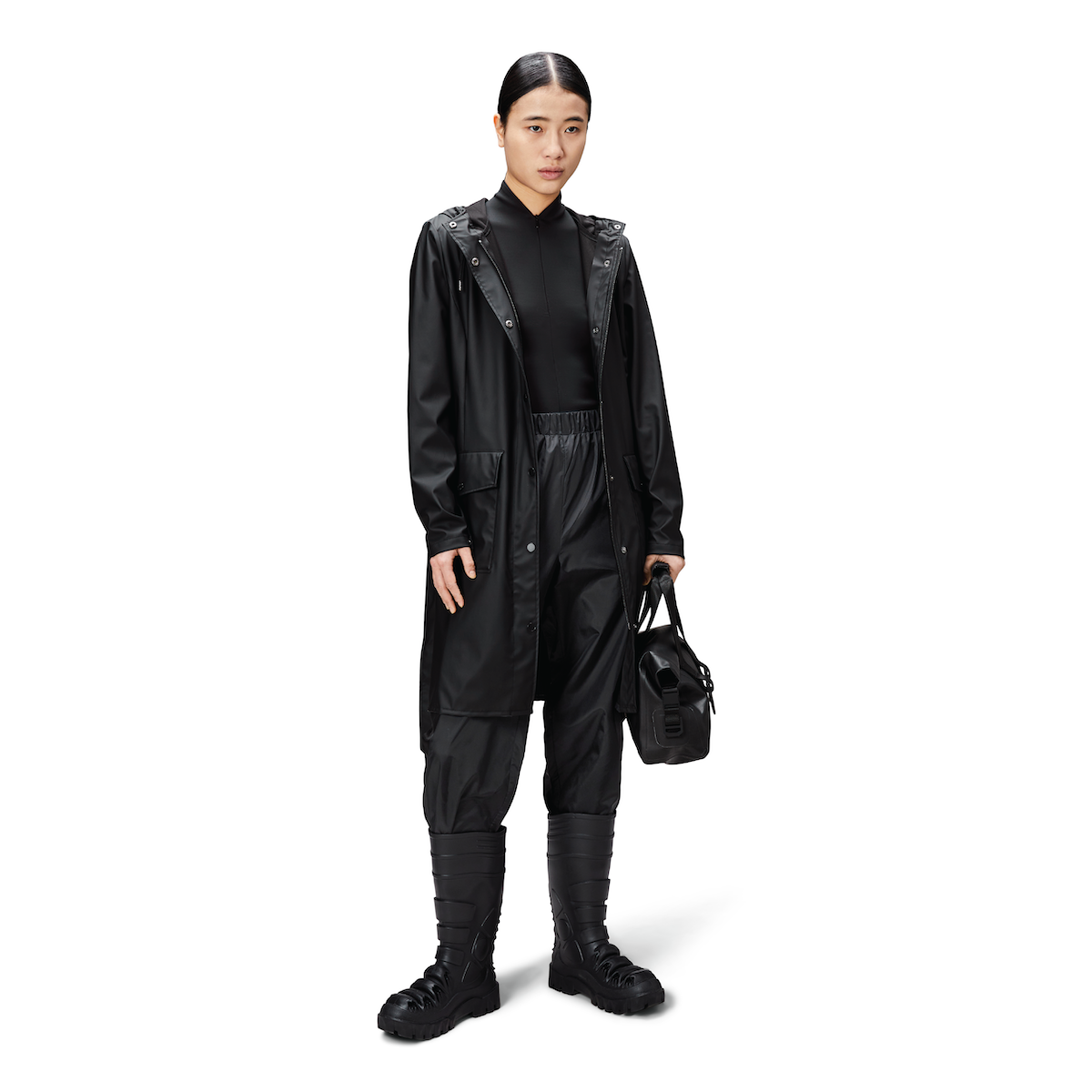 Rains W3 Curve Rain Jacket — Black - Public Mercantile