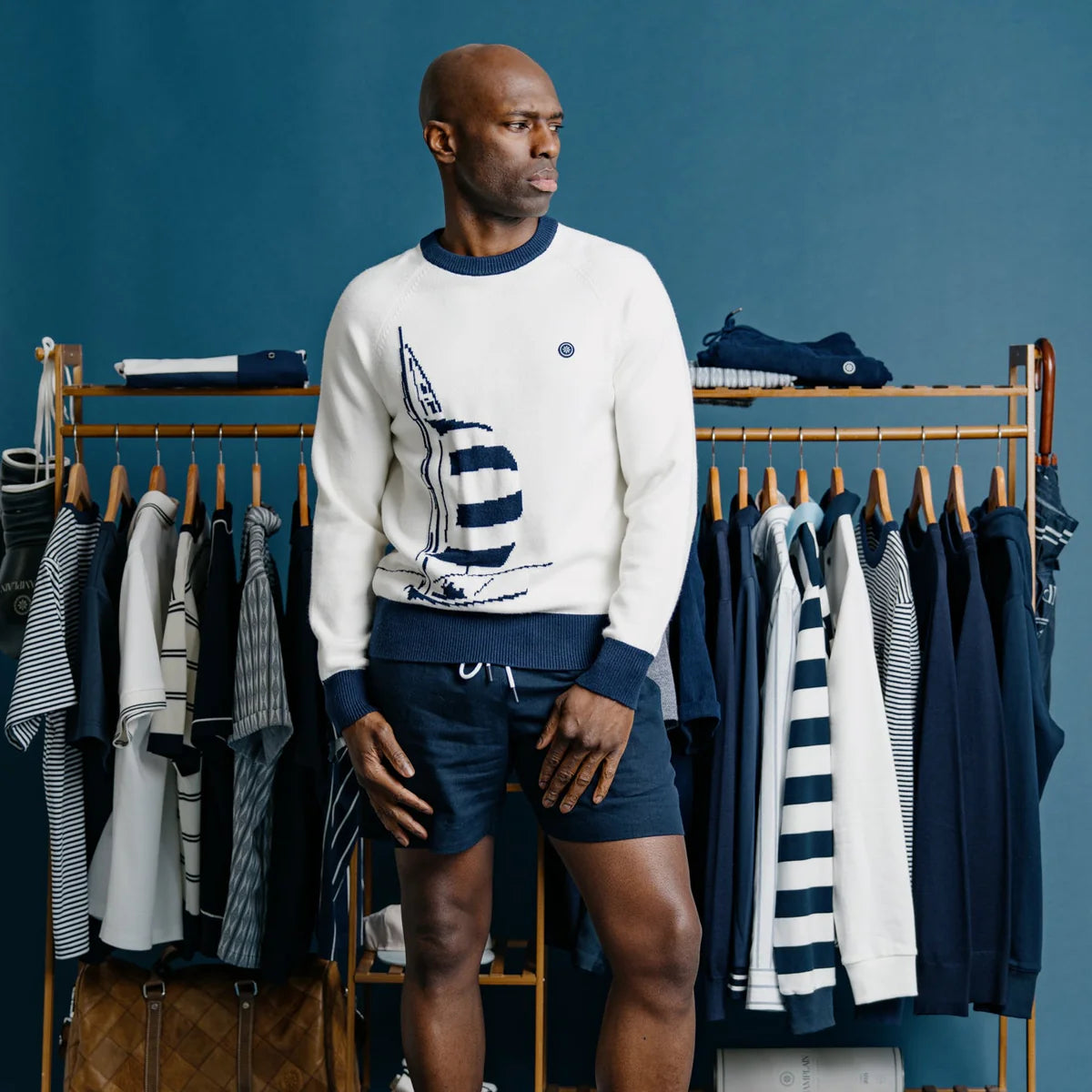 Sailboat Sweater - White & Navy — Champlain - Public Mercantile
