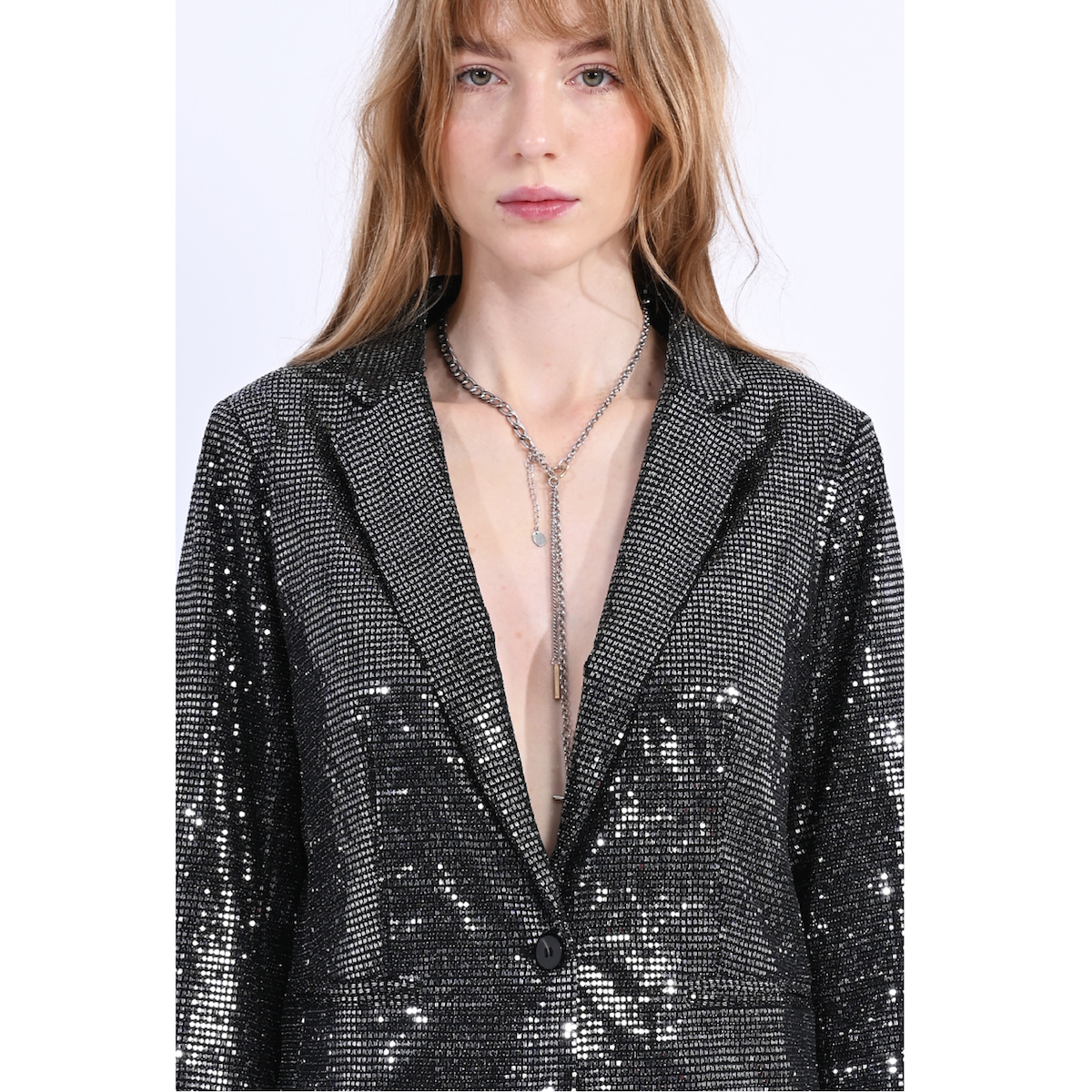 Sequined Blazer — Silver - Public Mercantile