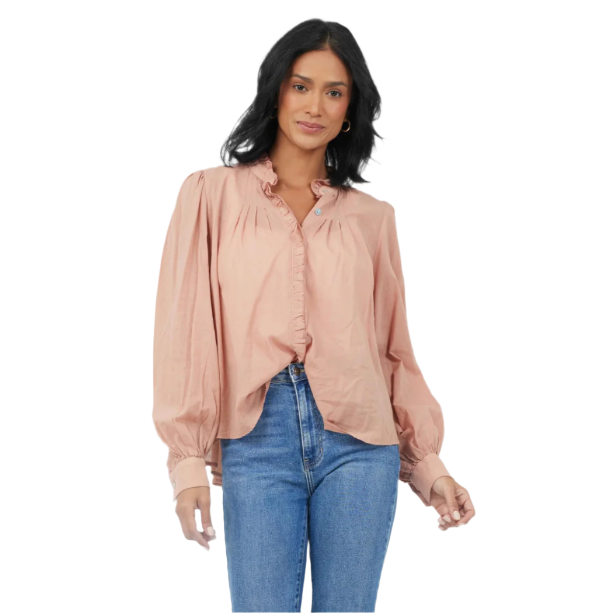 Suzy D London Casey Peasant Cotton Shirt — Antique Rose - Public Mercantile