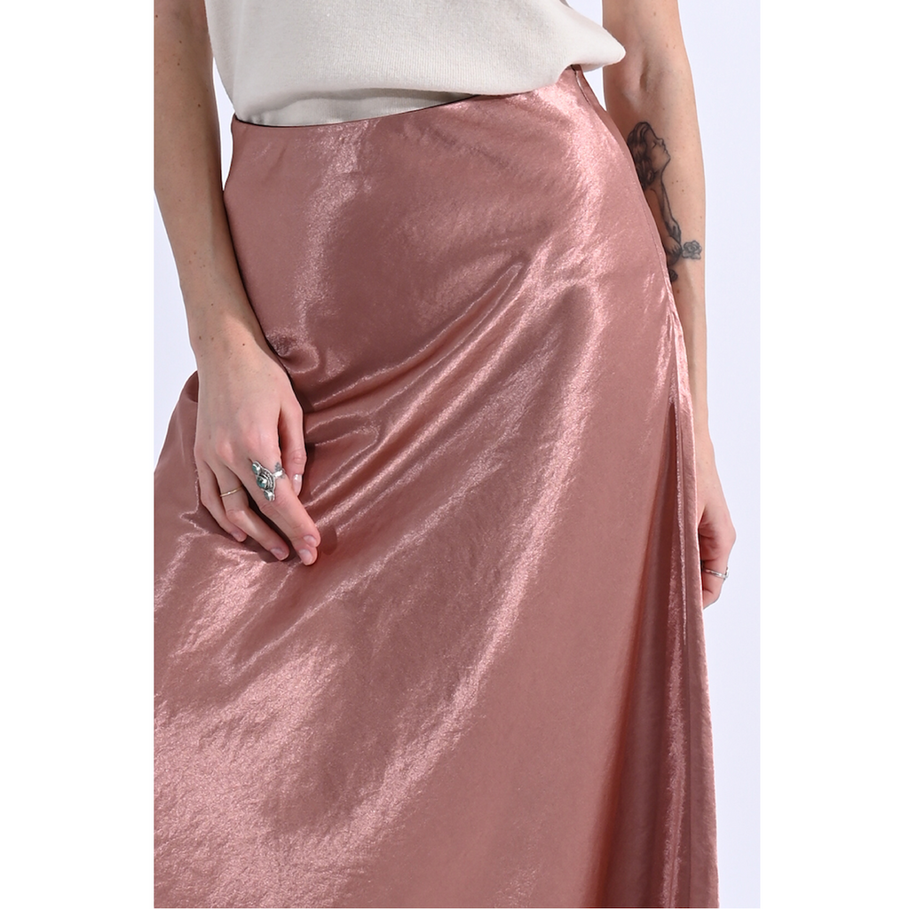 Long Satin Skirt — Pink