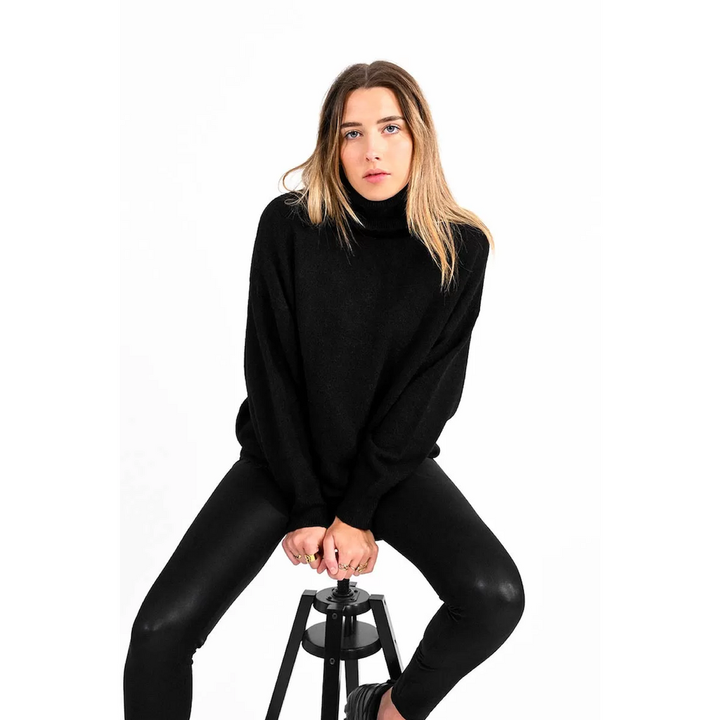 Oversize Turtleneck Sweater — Black