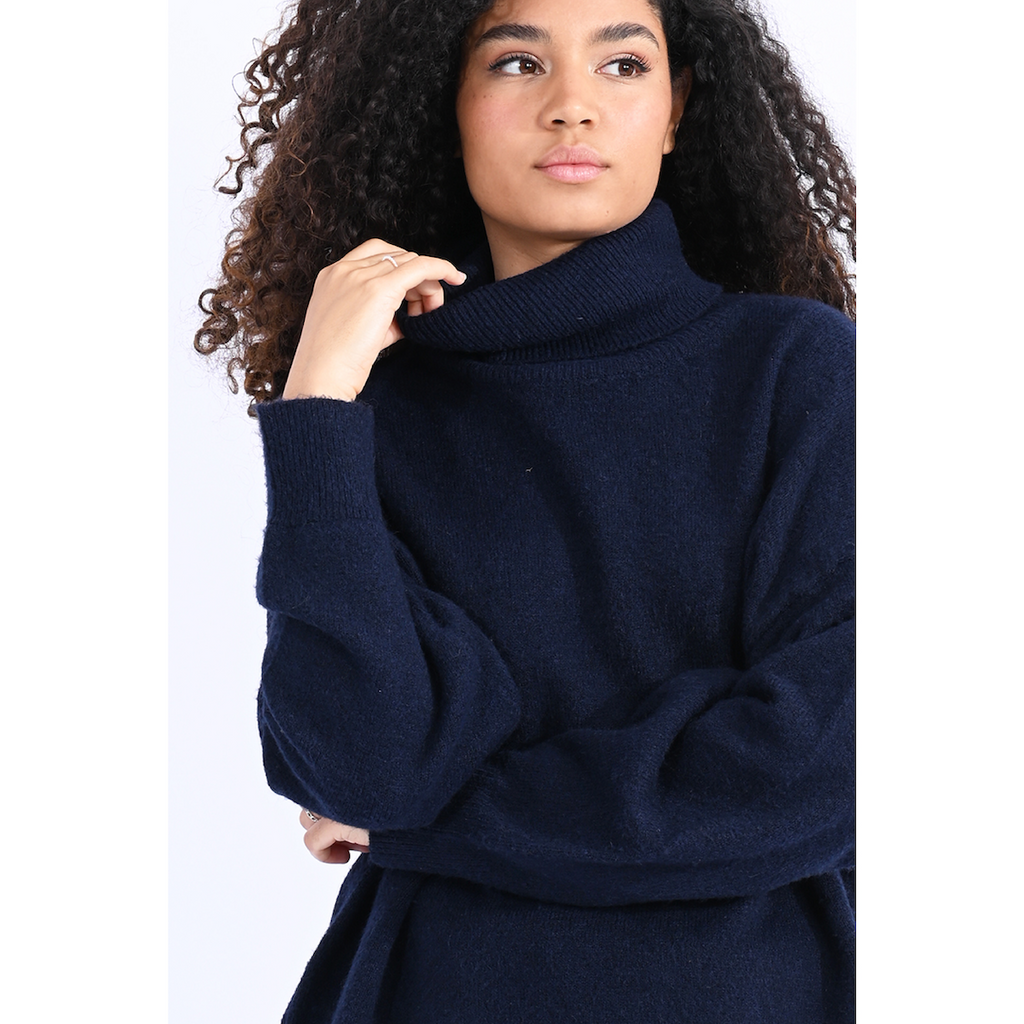Oversize Turtleneck Sweater — Navy
