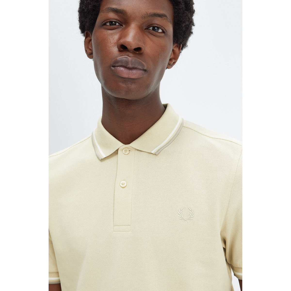 Fred Perry Twin-Tipped Shirt — Oatmeal/Snow White/Warm Grey - Public Mercantile