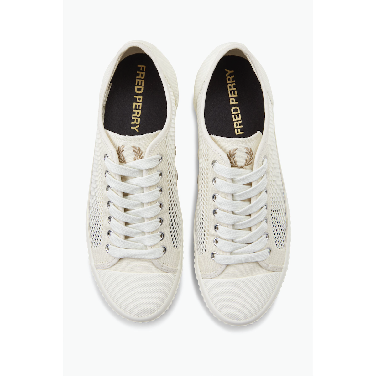 Fred Perry Hughes Mesh Plimsoll Shoe — Ecru/Warm Stone - Public Mercantile