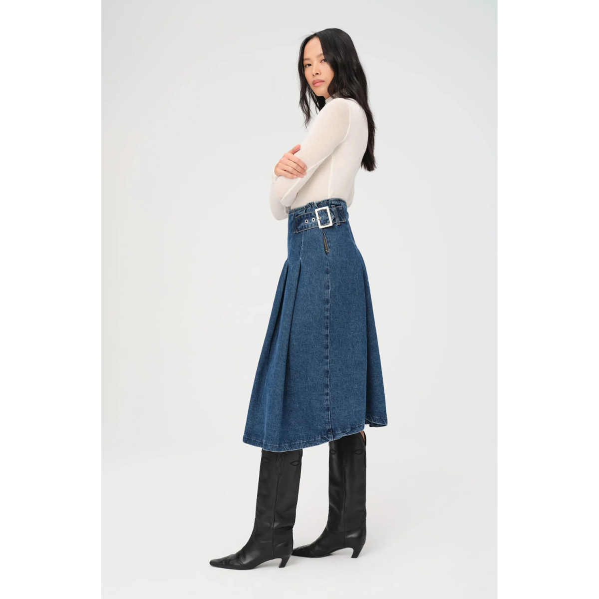 Warp + Weft Denim LAS Pleated Skirt — Lost Highway - Public Mercantile