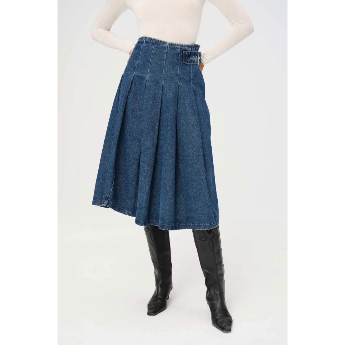 Warp + Weft Denim LAS Pleated Skirt — Lost Highway - Public Mercantile