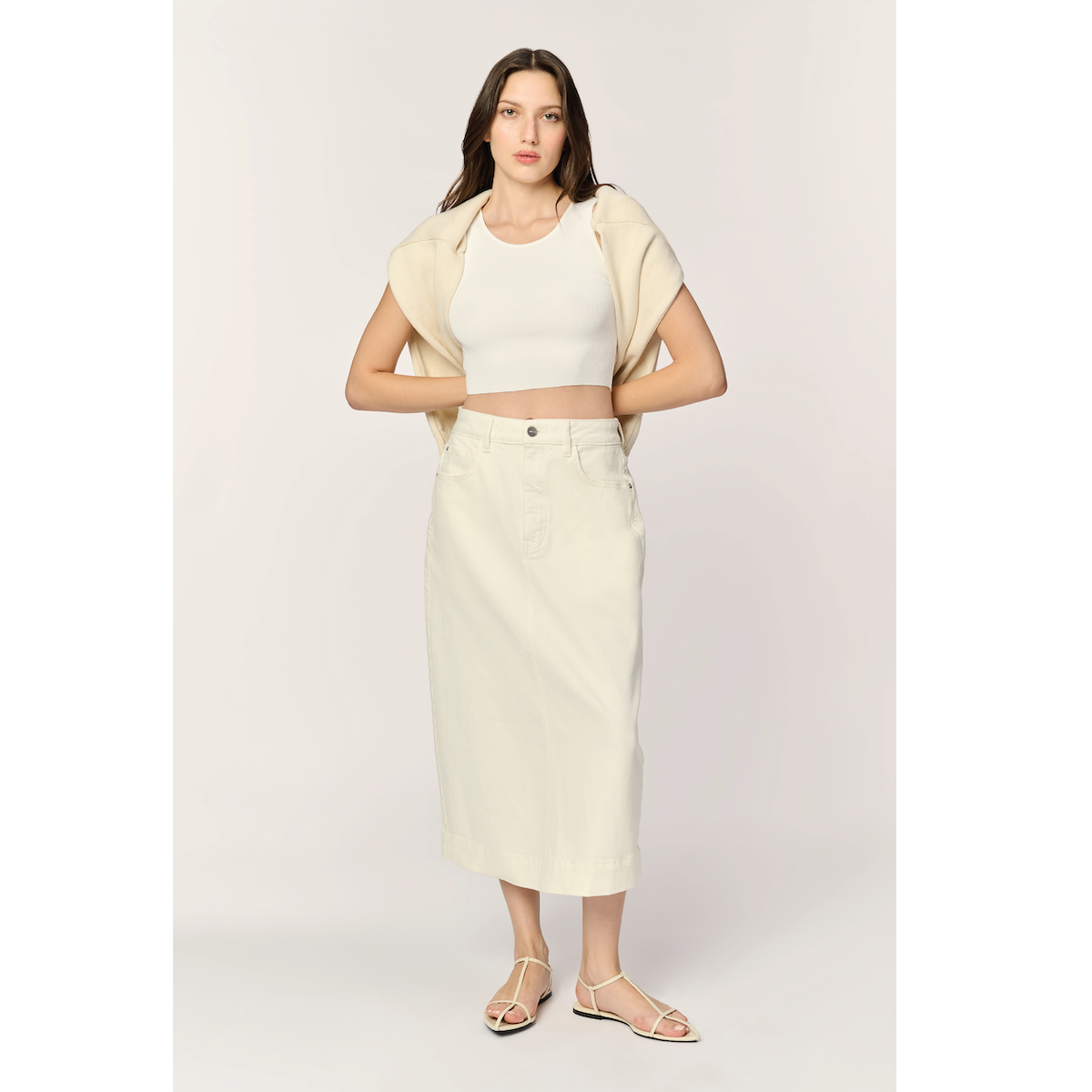 Warp + Weft Denim LIN Skirt — Cloud - Public Mercantile