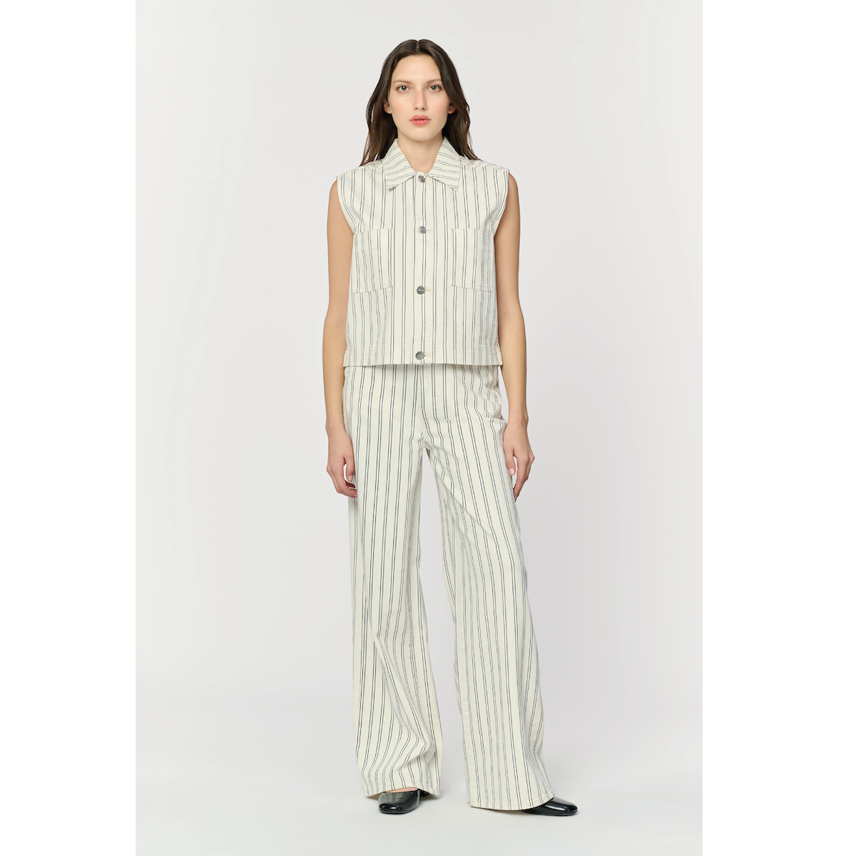 Warp + Weft Denim NCE Relaxed Wide Leg Jeans — Striped Cloud - Public Mercantile