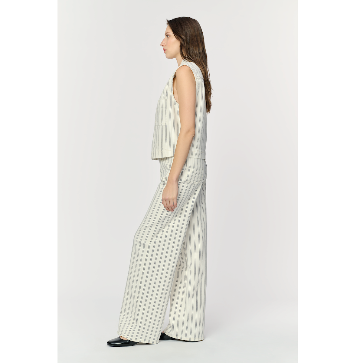 Warp + Weft Denim NCE Relaxed Wide Leg Jeans — Striped Cloud - Public Mercantile