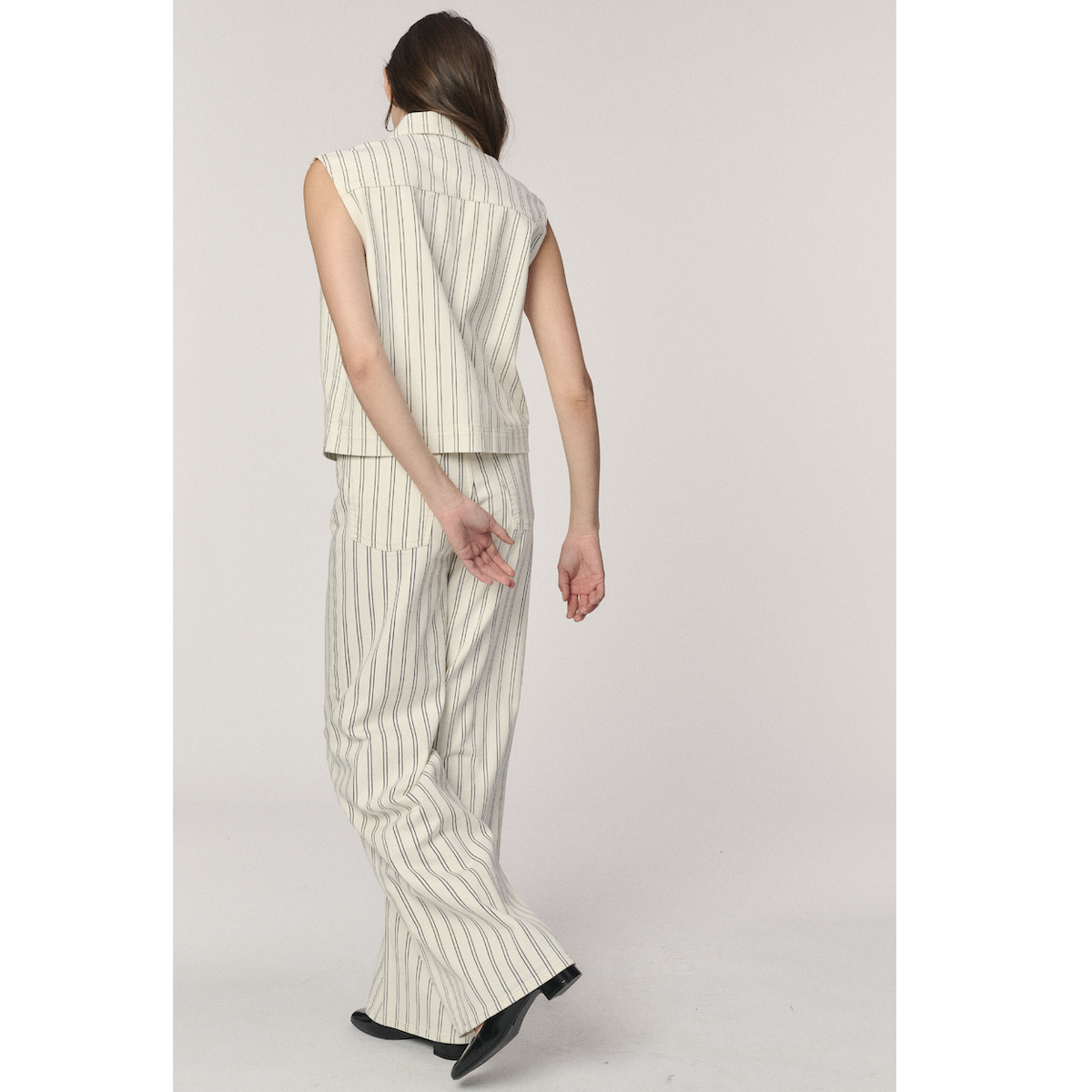 Warp + Weft Denim NCE Relaxed Wide Leg Jeans — Striped Cloud - Public Mercantile