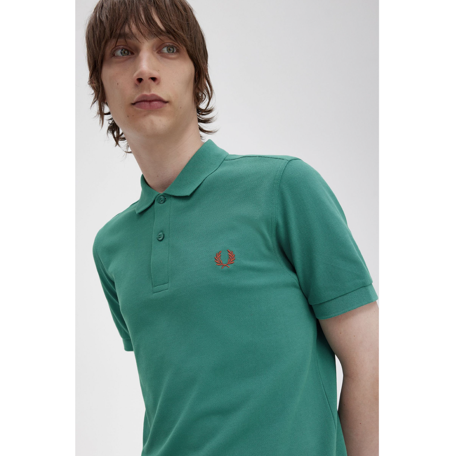 Fred Perry Polo Shirt - Deep Mint/Whisky Brown - Public Mercantile