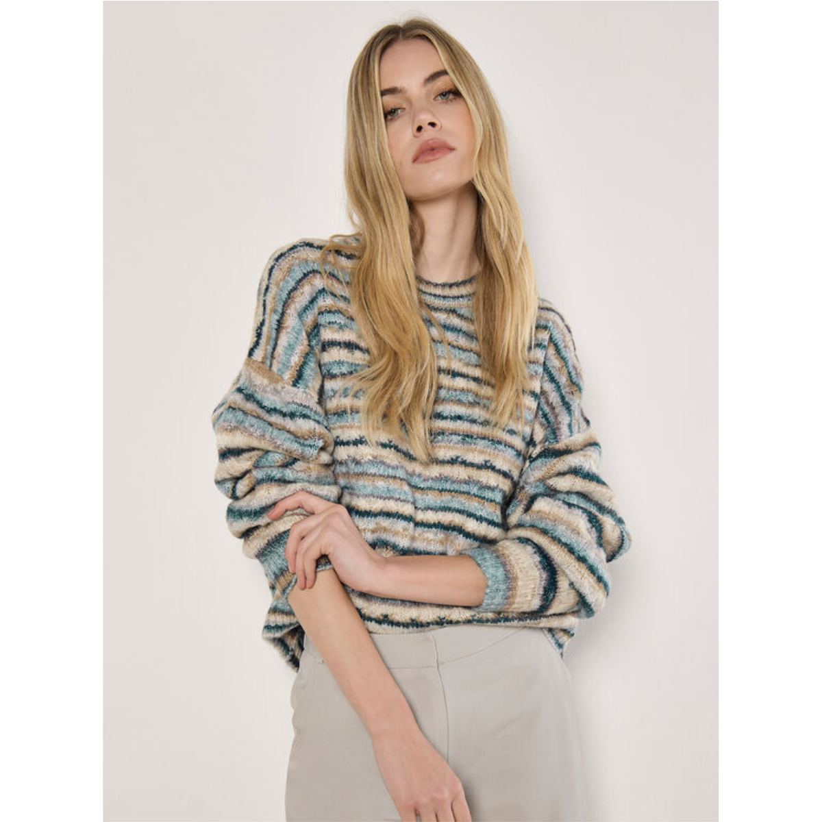 Wool-Blend Striped Aran Sweater - Public Mercantile