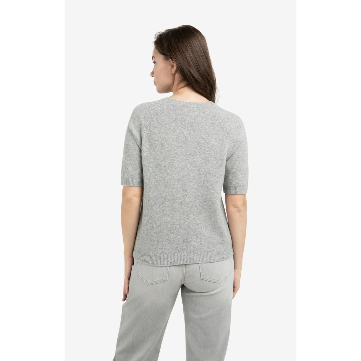 YAYA Soft Short-Sleeved Sweater — Iron Grey Melange - Public Mercantile
