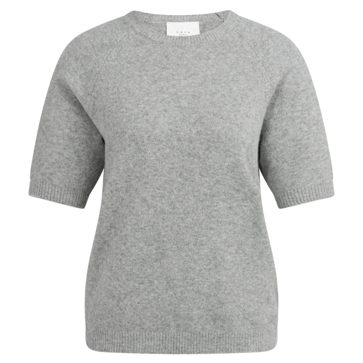 YAYA Soft Short-Sleeved Sweater — Iron Grey Melange - Public Mercantile