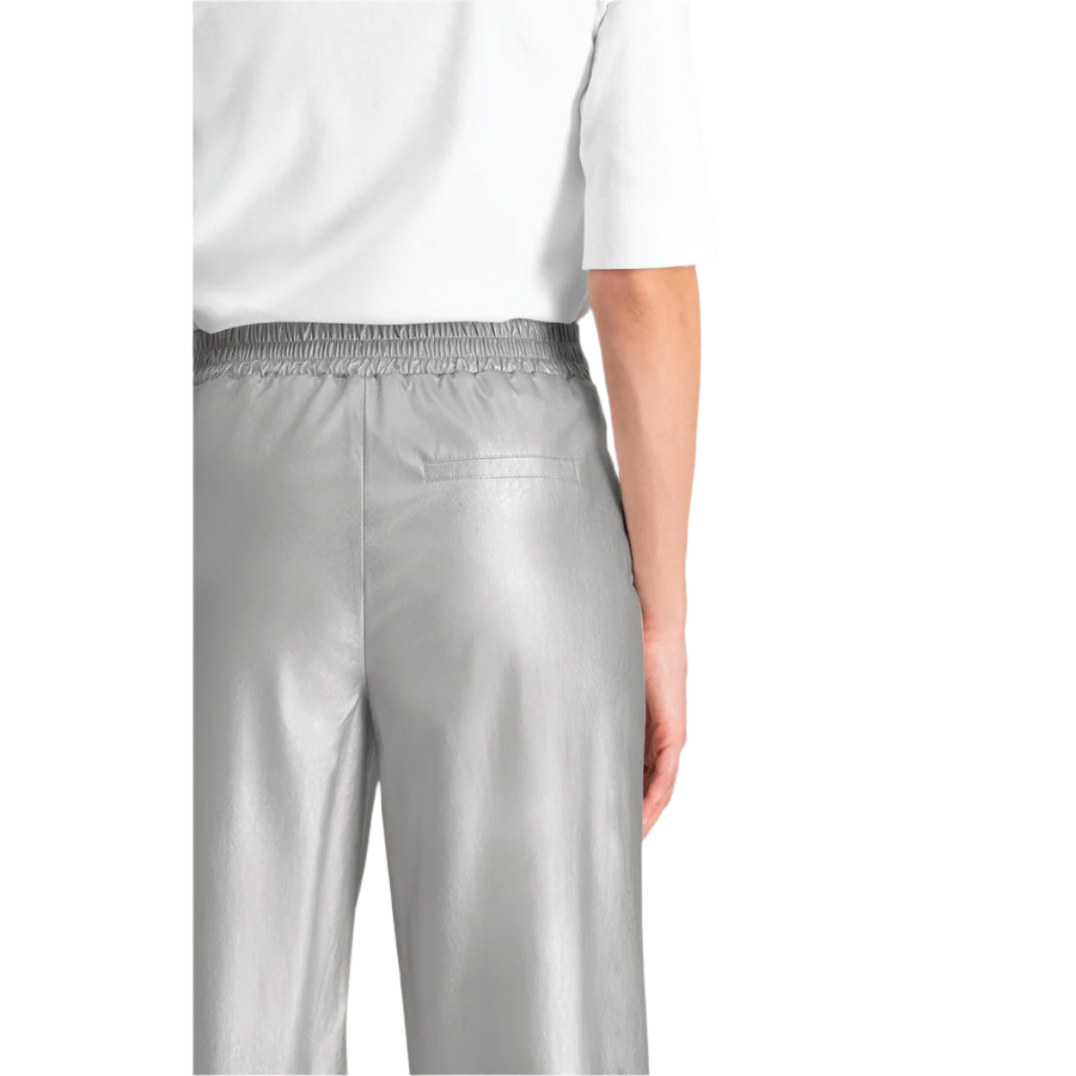 YAYA Metallic Faux Leather Pants — Silver - Public Mercantile