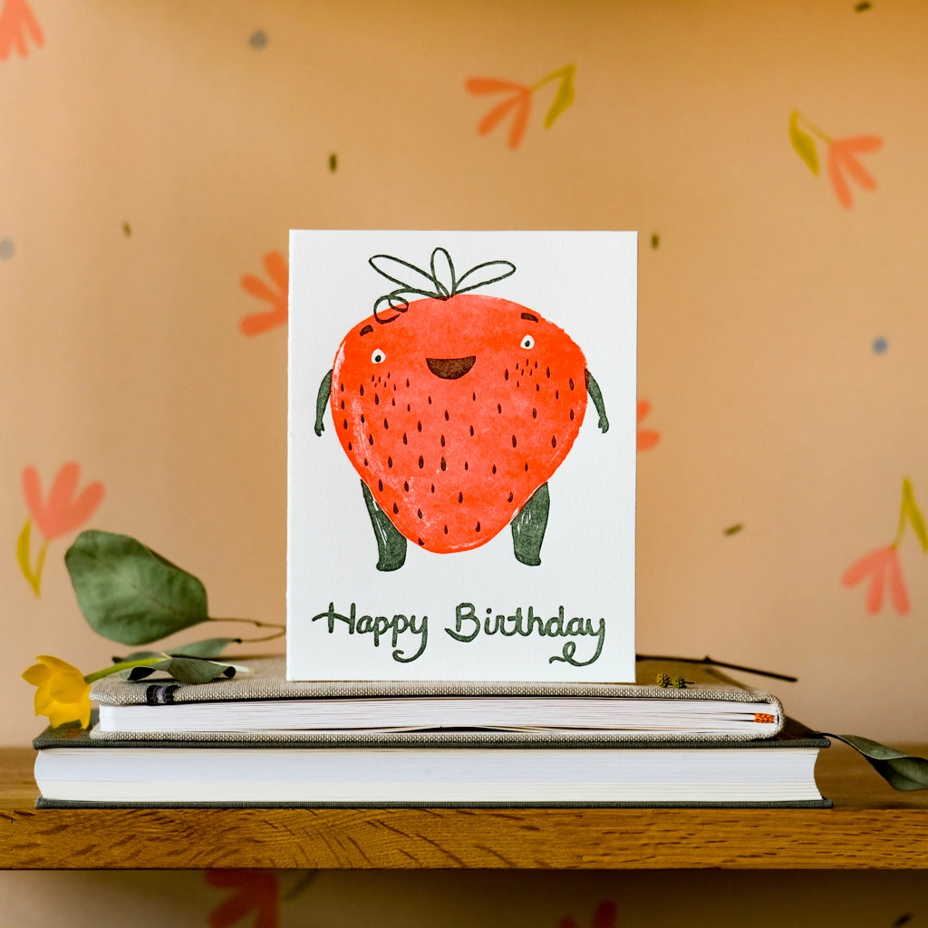 Birthday Strawberry Letterpress Card