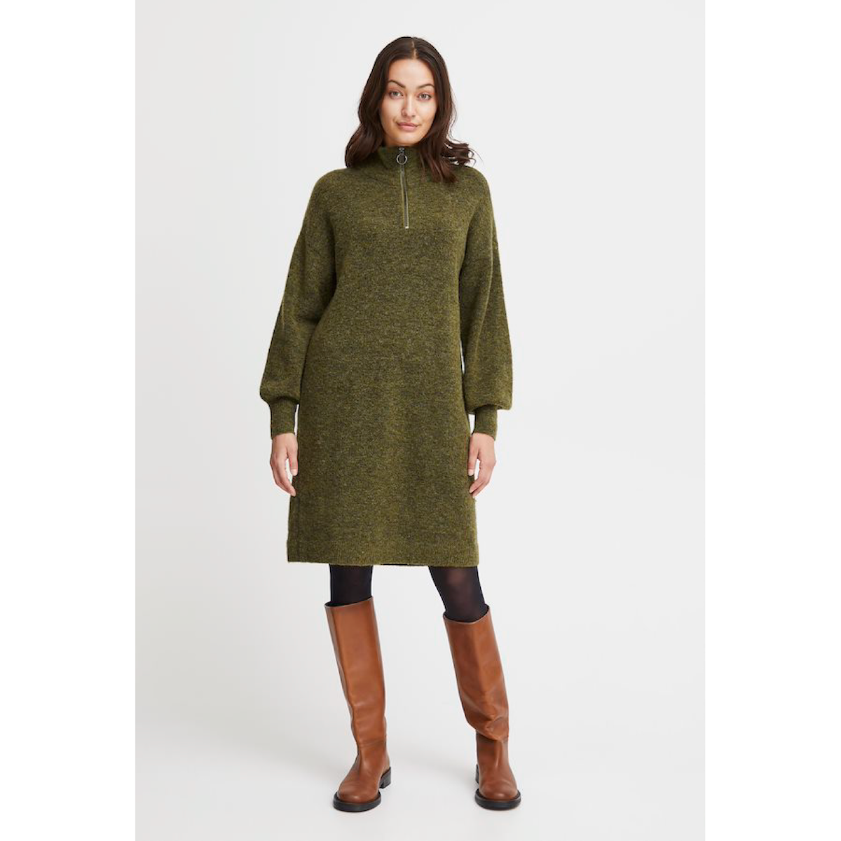 Wool Blend Dress — Rifle Green Melange