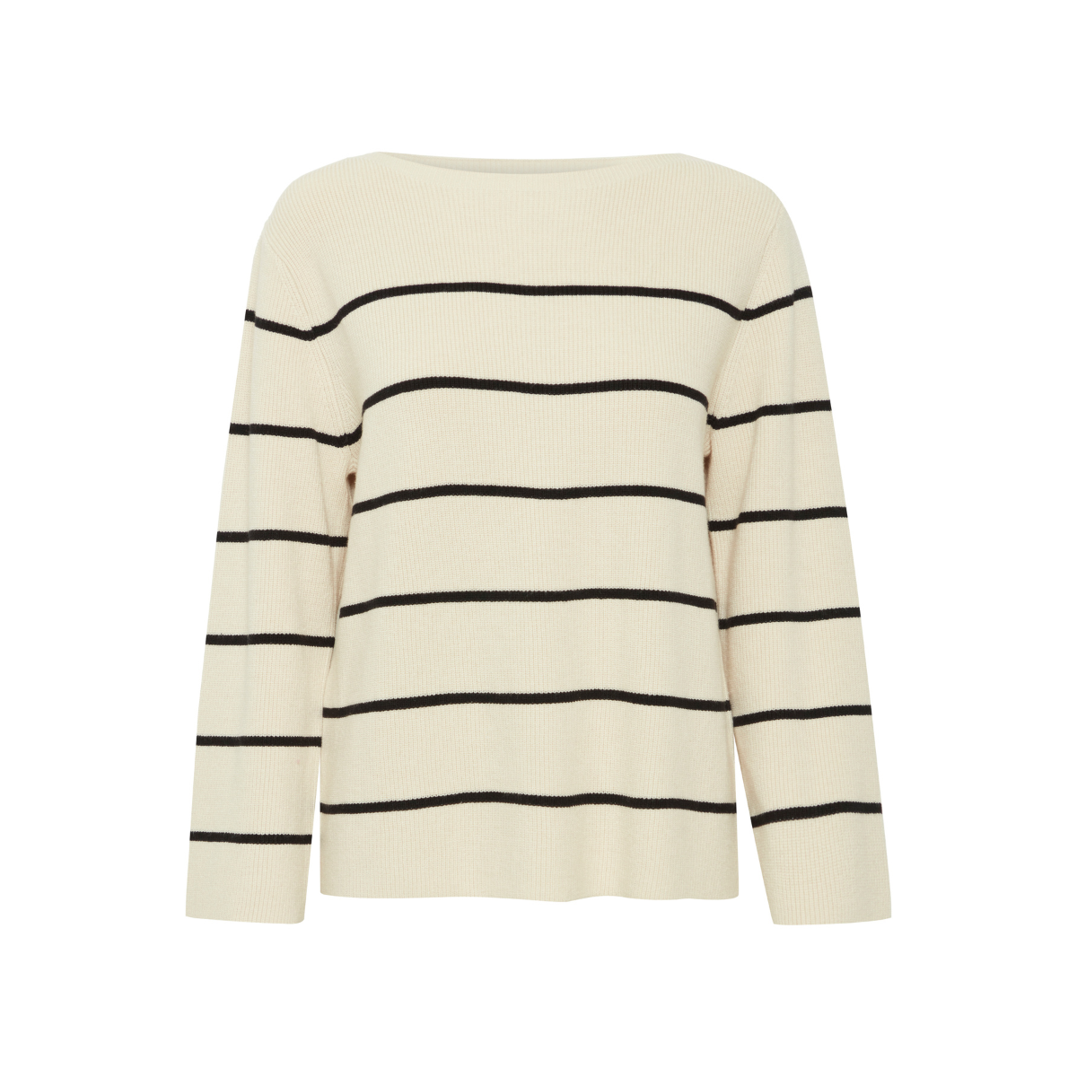 ICHI Copenhagen Boston Sweater — Almond Milk/Black Stripe