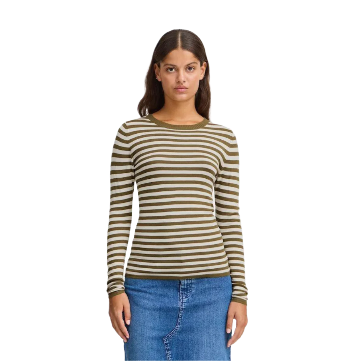 ICHI Copenhagen Diane Top — Almond Milk/Lizard Stripe