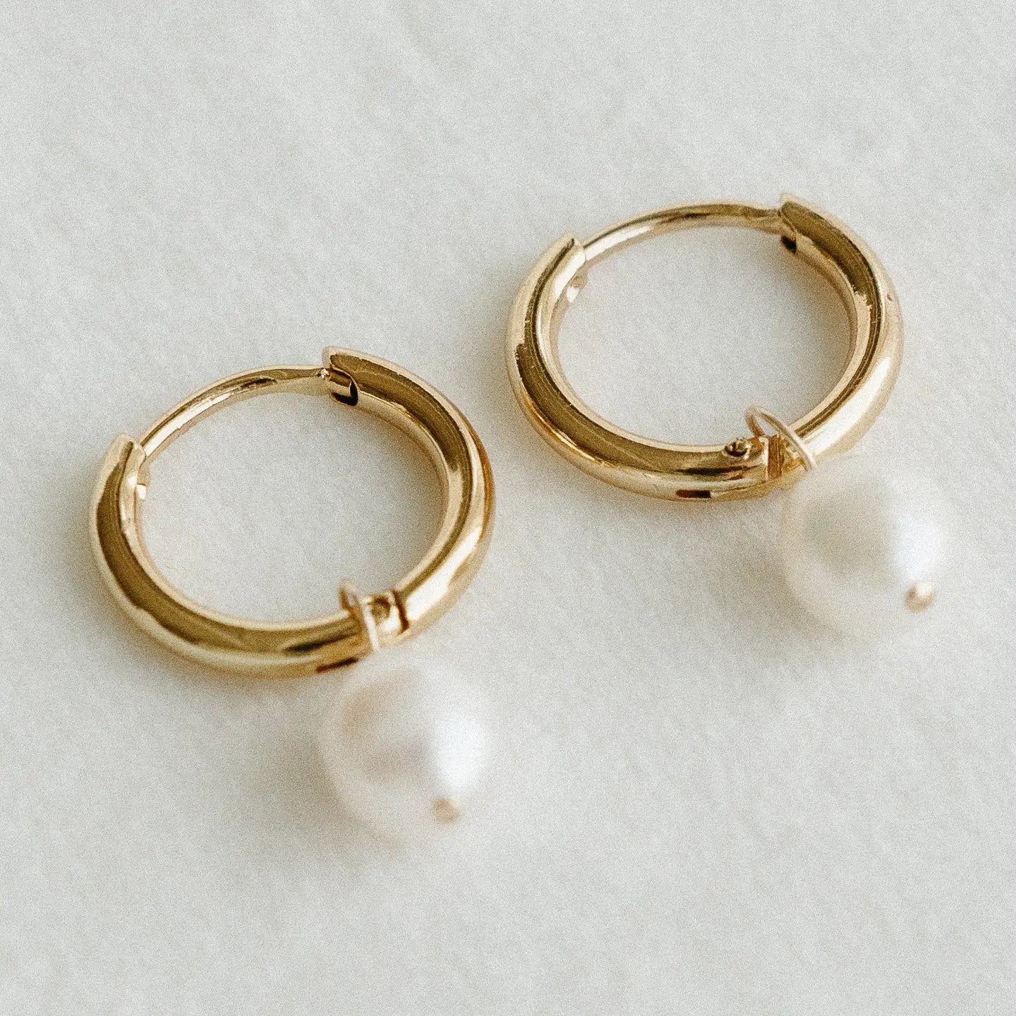 Pearl Hoops Earrings — Petite Gold - Public Mercantile