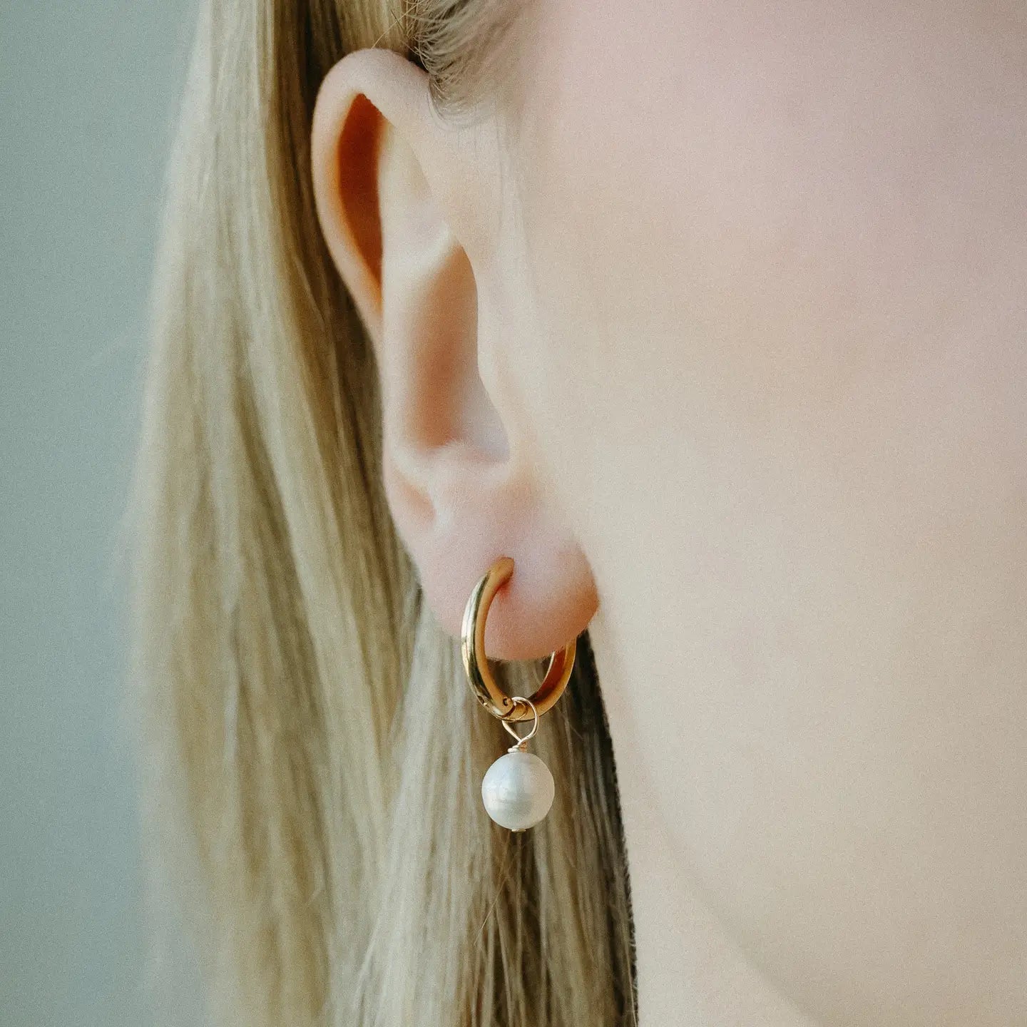Pearl Hoops Earrings — Petite Gold - Public Mercantile