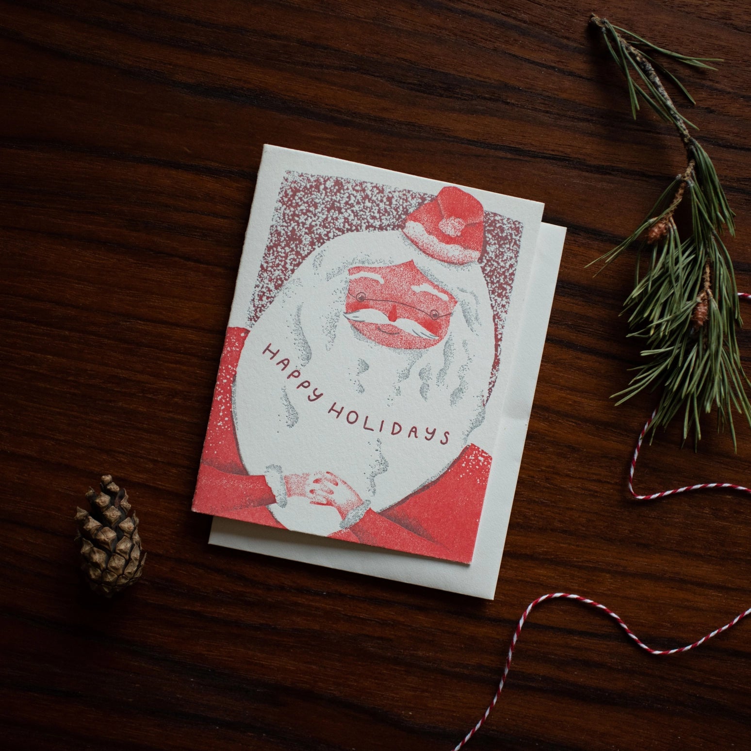 Vintage Santa Holiday Letterpress Card