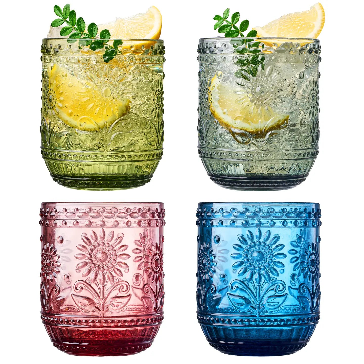 Vintage Embossed Tumbler Glasses