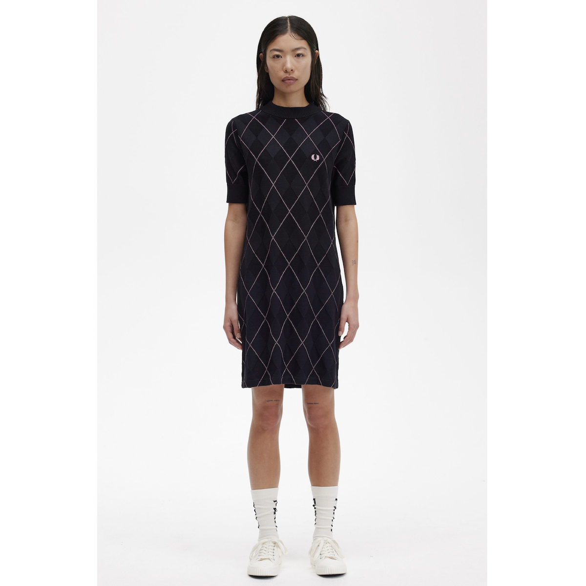 Fred Perry Argyle Knitted Dress - Black