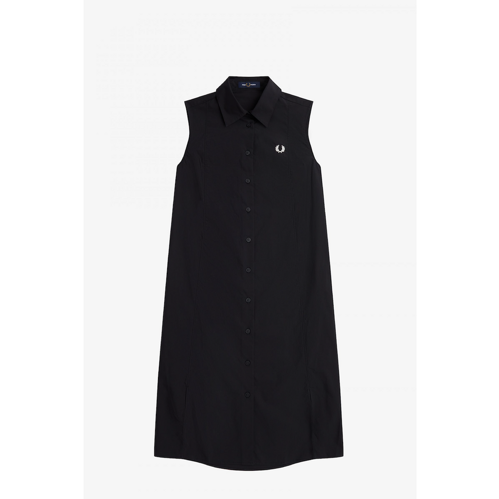 Fred Perry Sleeveless Shirt Dress — Black