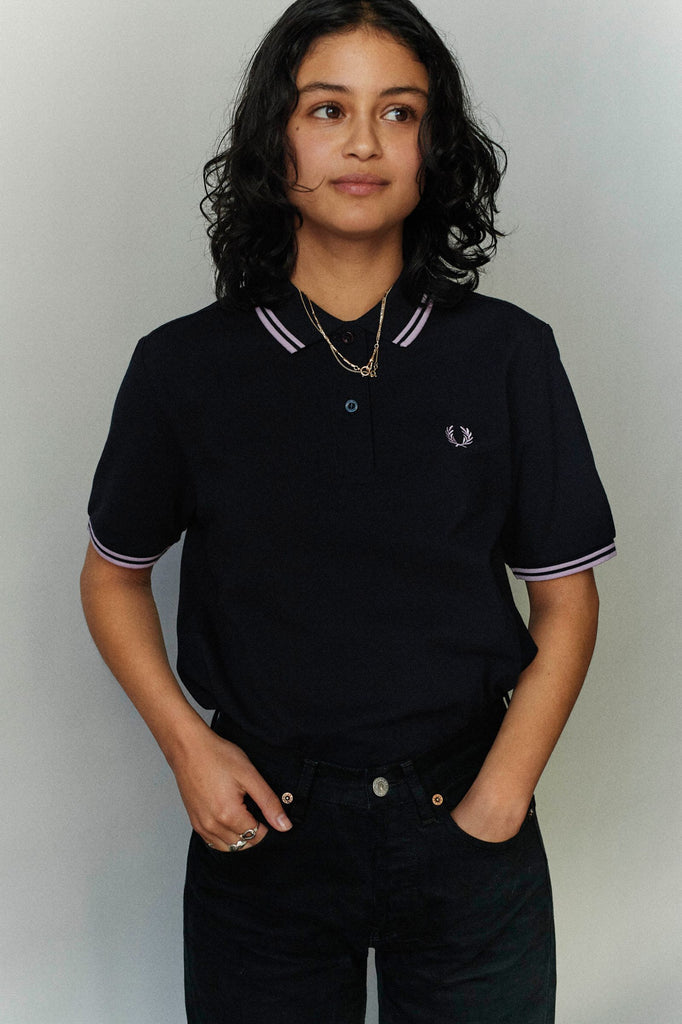 Fred Perry Twin-Tipped Shirt - Navy/Lilac Soul