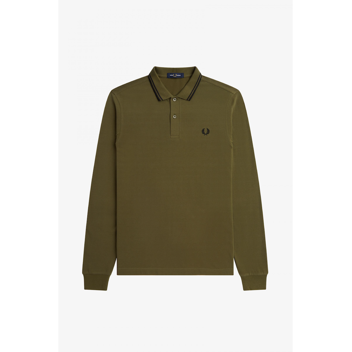Fred Perry Long-Sleeved Twin-Tipped Shirt — Uniform Green/Black