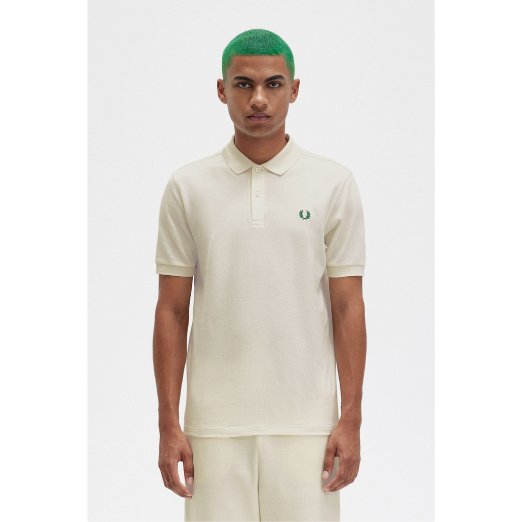 Fred Perry Tennis Shirt — Ecru/Fred Perry Green