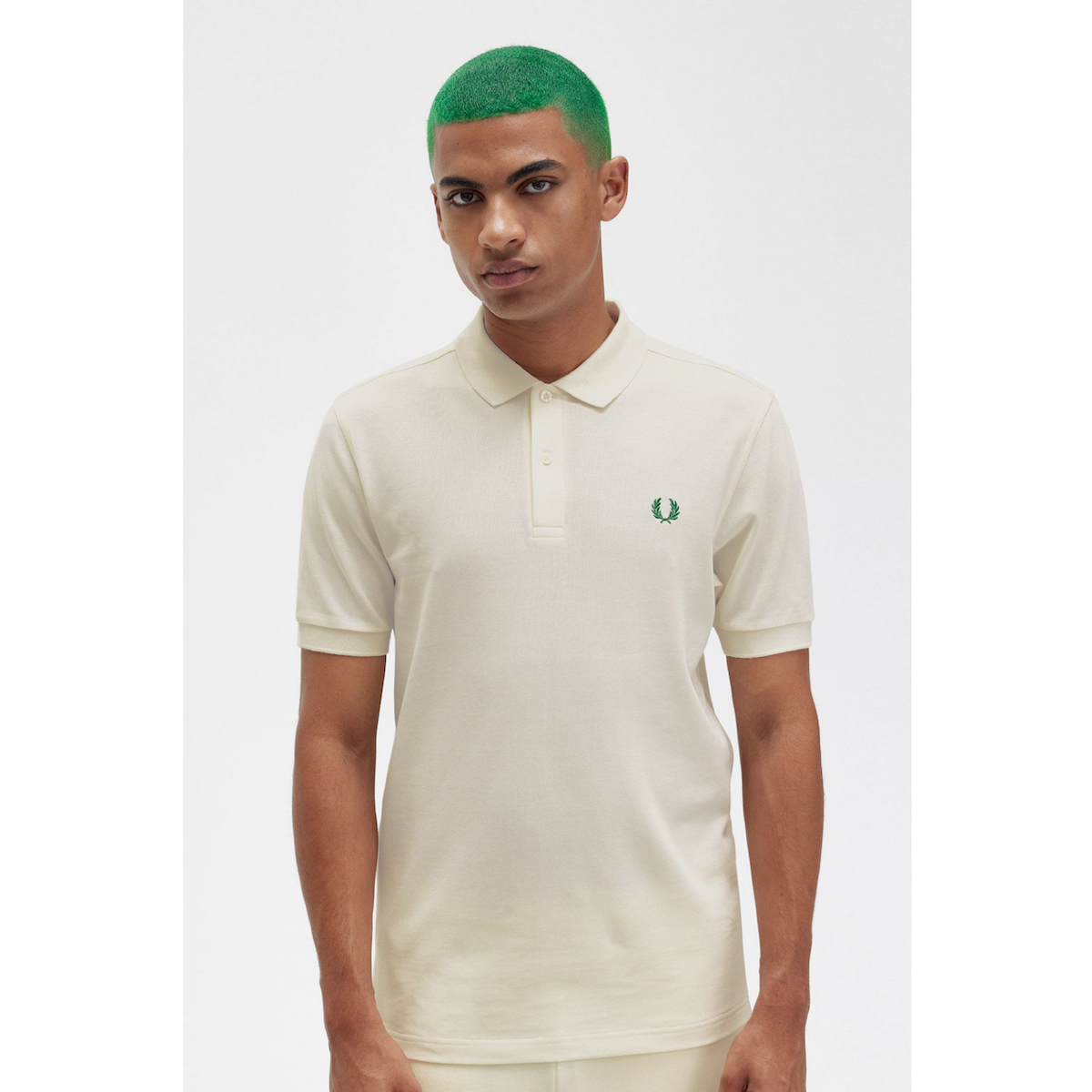 Fred Perry Tennis Shirt — Ecru/Fred Perry Green